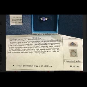 SOLD 14kt gold, genuine tanzanite and diamond, size 7.25 ring.